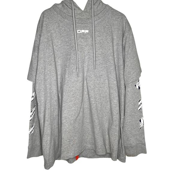 Off White 2013 Airport Tape Double Layered Tee Sweatshirt Melange Gray White L - Picture 2 of 15